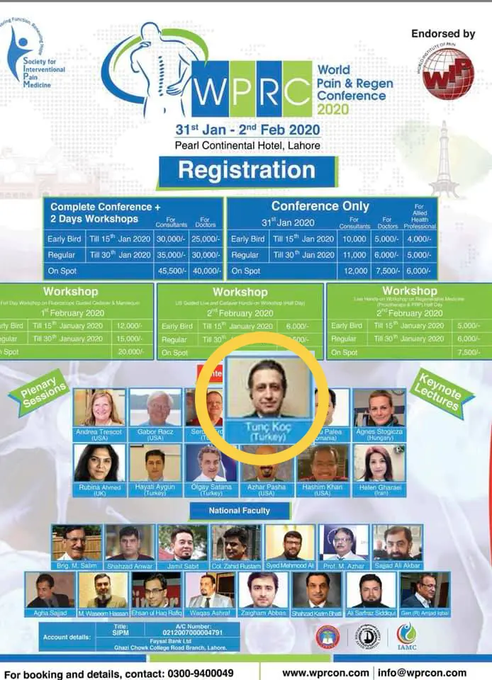 WPRC World Pain Regen Conference 2020 Lahore Pakistan